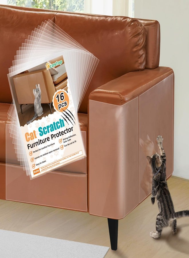 Acostop Cat Scratch Furniture Protector - Specially Designed for Leather Furniture, Easy to Remove Anti-Scratch Couch Protector from Cat, No Pins, 16 Pack - Image 1